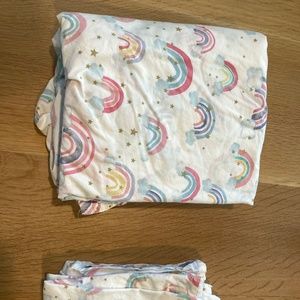 Pottery Barn rainbow cloud organic sheet set Full